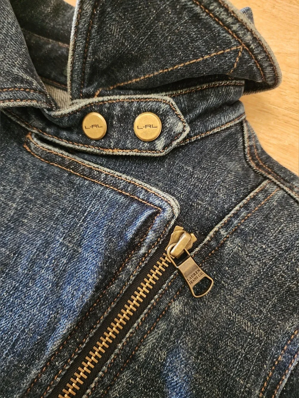 Vintage NWOT Ralph Lauren Jeans Heavy Denim Trench Coat Dress Women 10 Moto Zip - Picture 4 of 13